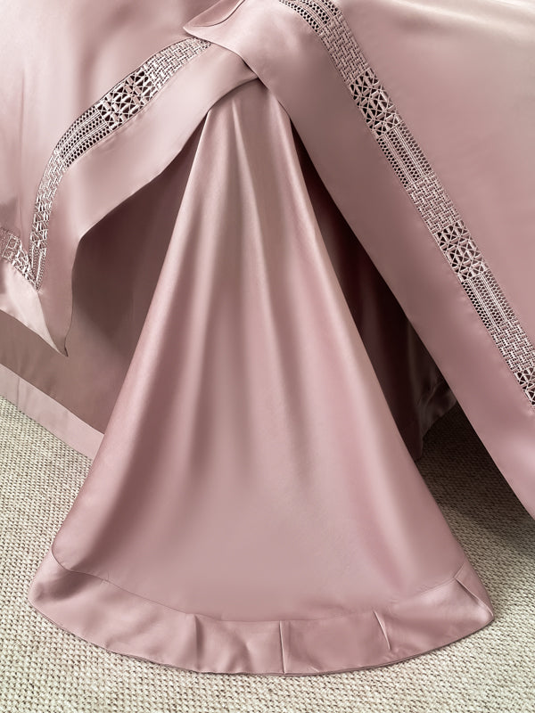 Premium šilkinio Tencelio patalynės komplektas su paklode - Luna Dusty Rose