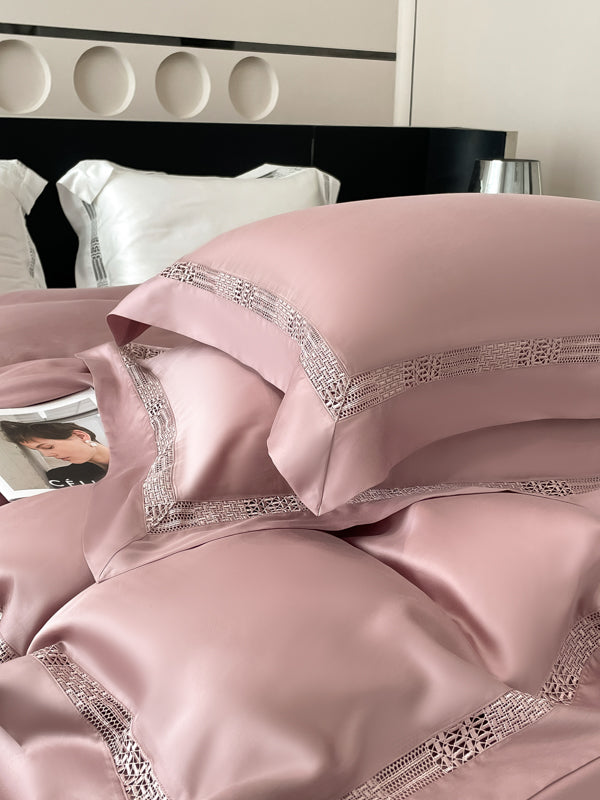 Premium šilkinio Tencelio patalynės komplektas su paklode - Luna Dusty Rose