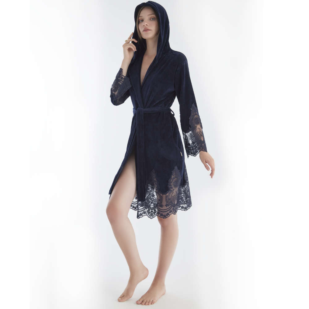 NĖRINIUOTAS BAMBUKINIS CHALATAS "MELIANA BLUE" - M, LXL