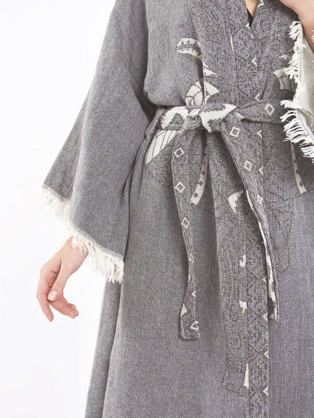 RANKŲ DARBO KIMONO-CHALATAS MOTERIMS "SRI LANKA GREY" (VIENAS DYDIS S-XL)