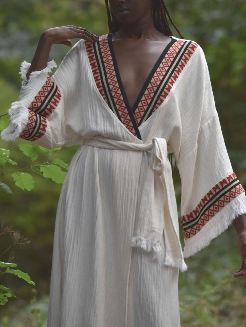 RANKŲ DARBO SUKNELĖ-KIMONO-CHALATAS "SELENE" (VIENAS DYDIS S-L)