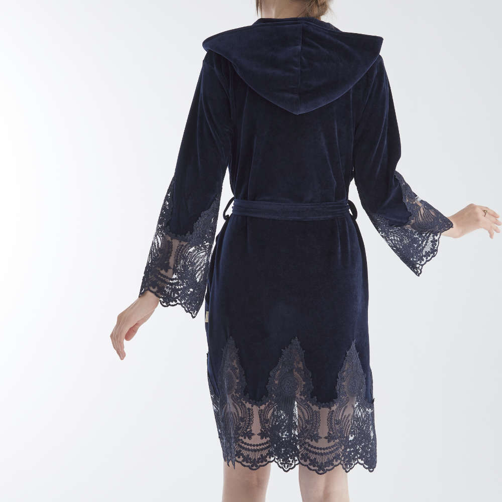 NĖRINIUOTAS BAMBUKINIS CHALATAS "MELIANA BLUE" - M, LXL
