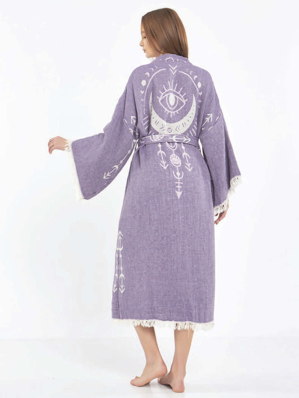 RANKŲ DARBO KIMONO-CHALATAS MOTERIMS "SRI LANKA PURPLE" (VIENAS DYDIS S-XL)