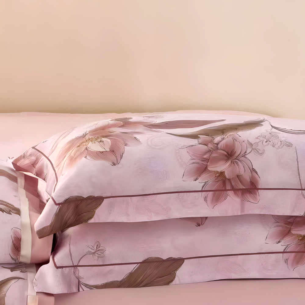 Dvigulis Neįvelkamas Premium Tencelio Tinginio Patalynės Komplektas su šilko užpildu - ROSE DREAM