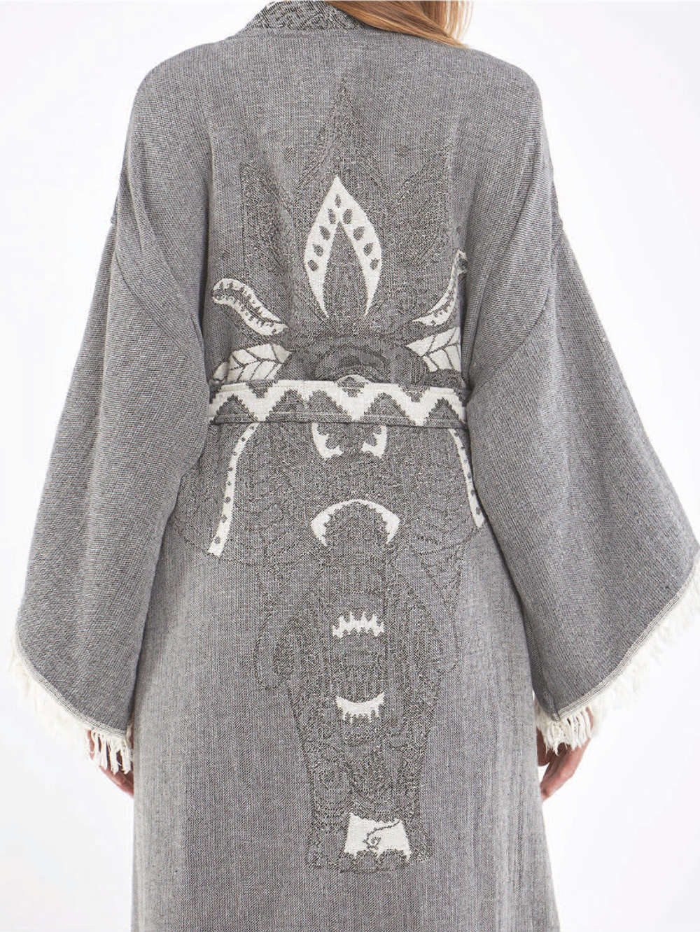 RANKŲ DARBO KIMONO-CHALATAS MOTERIMS "SRI LANKA GREY" (VIENAS DYDIS S-XL)