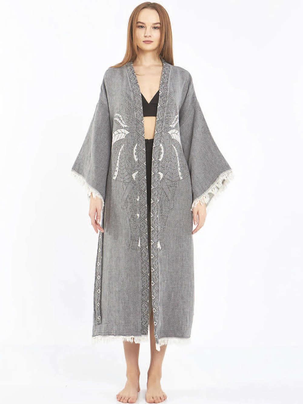 RANKŲ DARBO KIMONO-CHALATAS MOTERIMS "SRI LANKA GREY" (VIENAS DYDIS S-XL)