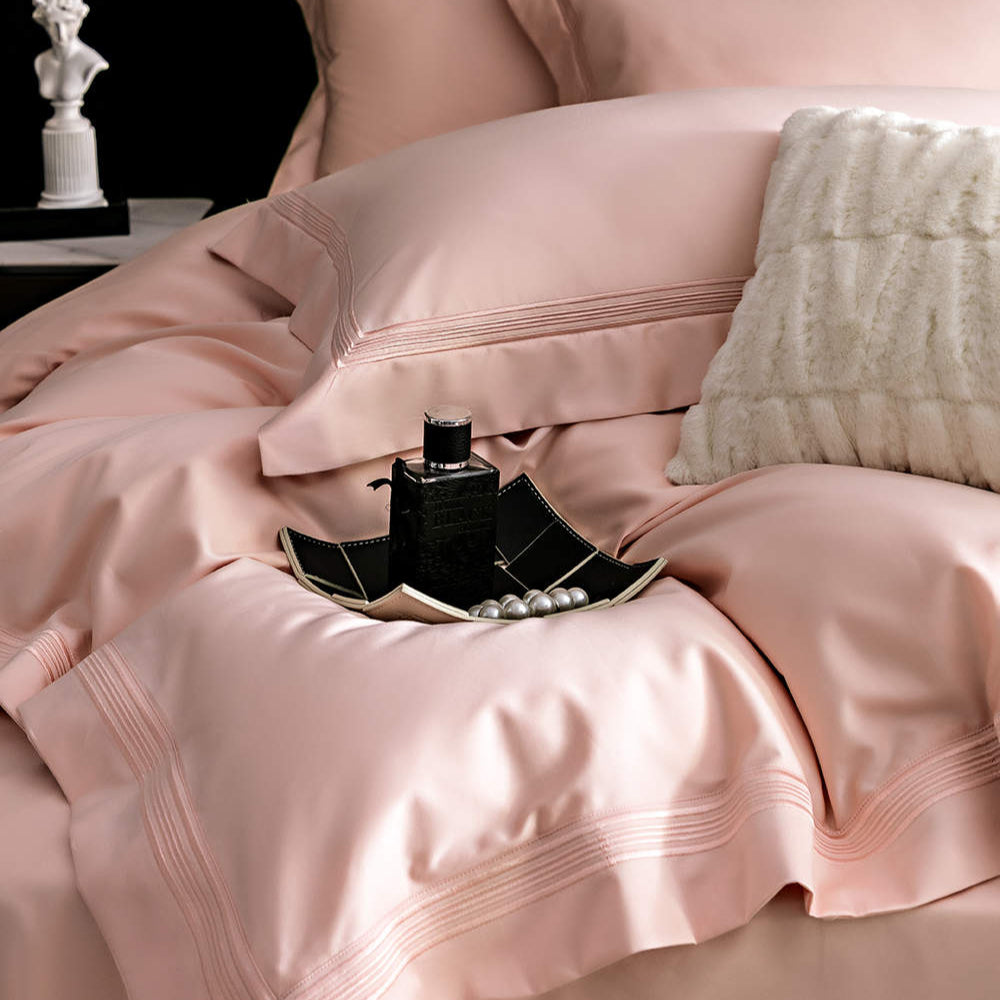 Dvigulis PREMIUM Egipto medvilnės patalynės komplektas su siuvinėtu perimetru "Victoria Dusty Rose"