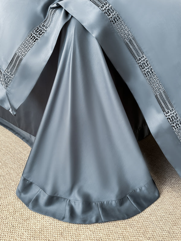 Premium šilkinio Tencelio patalynės komplektas su paklode - Luna Dusty Blue