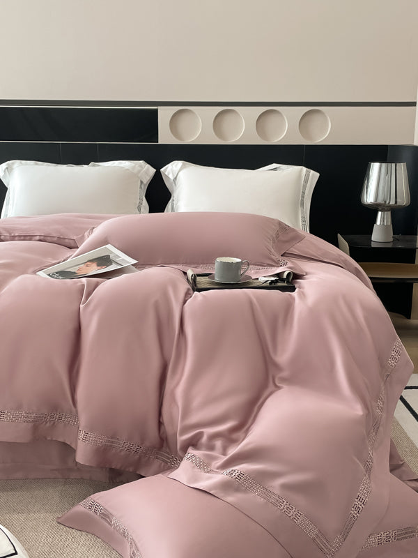 Premium šilkinio Tencelio patalynės komplektas su paklode - Luna Dusty Rose