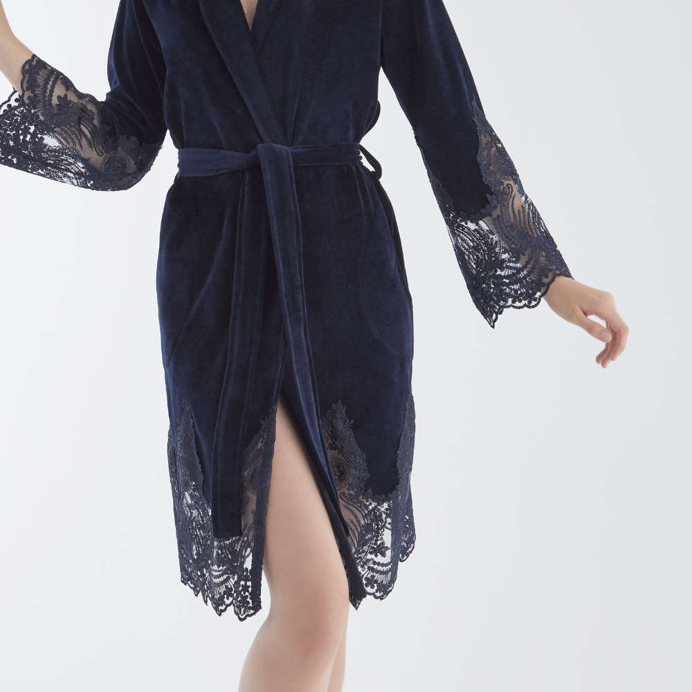 NĖRINIUOTAS BAMBUKINIS CHALATAS "MELIANA BLUE" - M, LXL