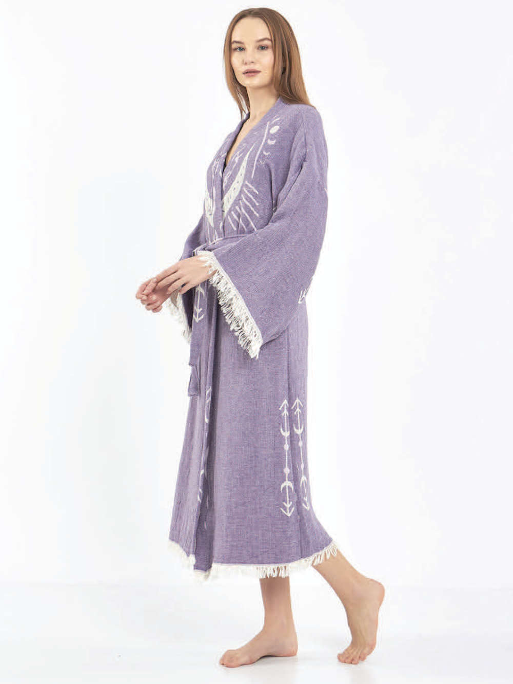RANKŲ DARBO KIMONO-CHALATAS MOTERIMS "SRI LANKA PURPLE" (VIENAS DYDIS S-XL)