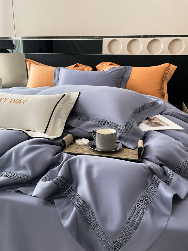 Premium šilkinio Tencelio patalynės komplektas su paklode - Luna Dusty Lavender