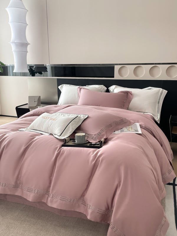 Premium šilkinio Tencelio patalynės komplektas su paklode - Luna Dusty Rose