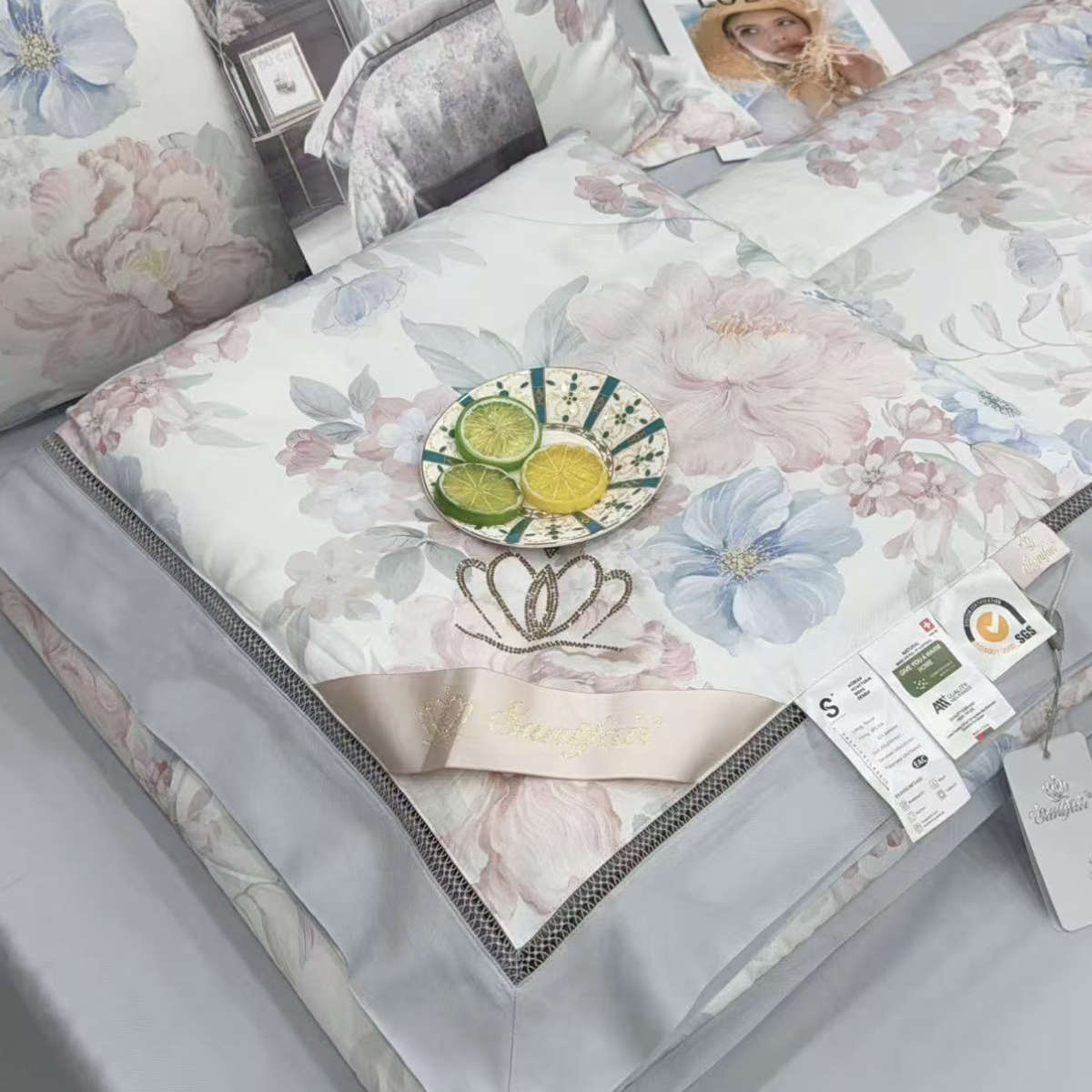 Tencelio Tinginio Patalynė™ - ŠEIMYNINĖ patalynė su 2 antklodėmis "Saulėlydžio žiedai"