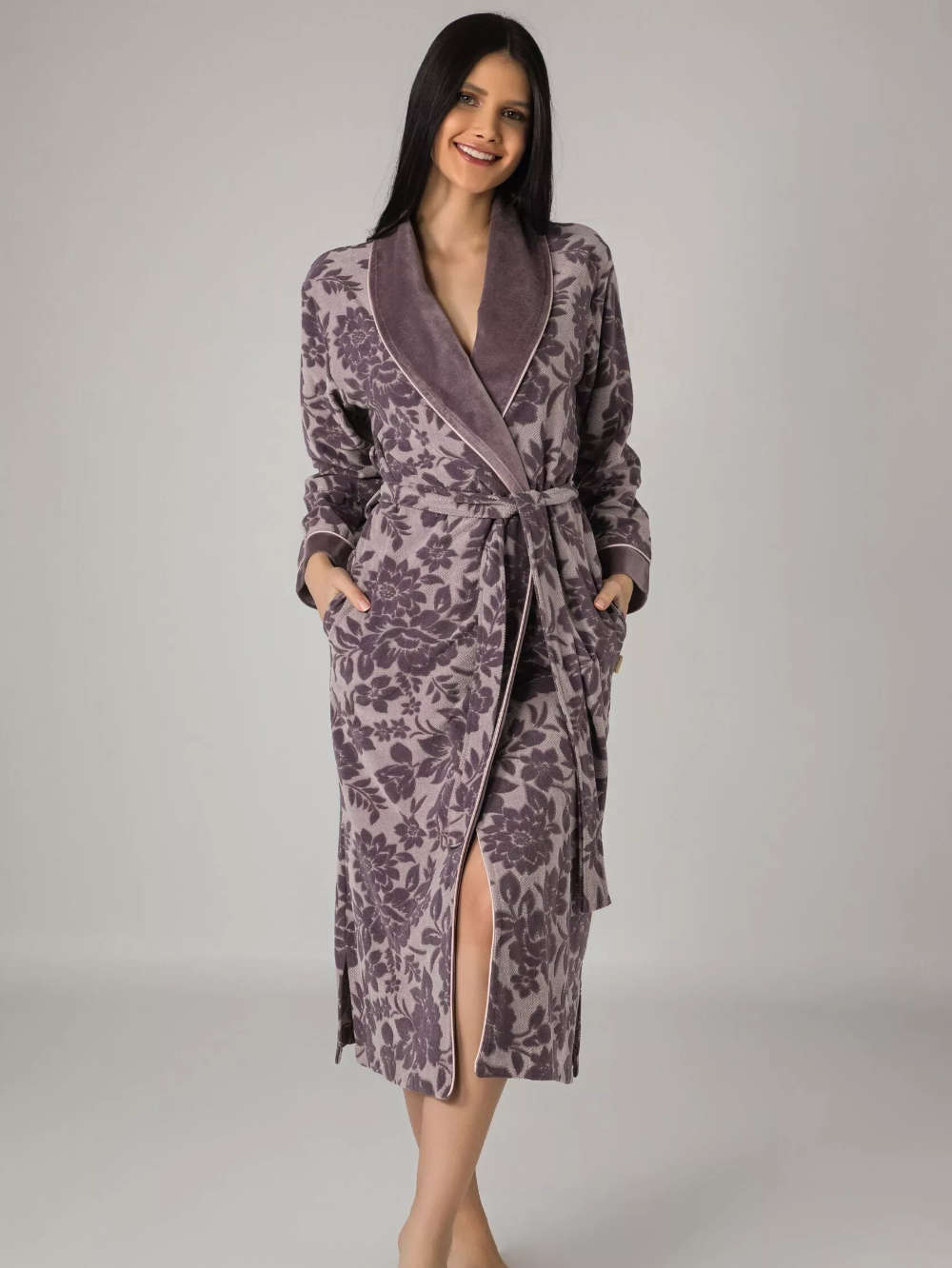 BAMBUKINIS MOTERIŠKAS VONIOS CHALATAS "AUDREY PURPLE" - L/XL - 3XL