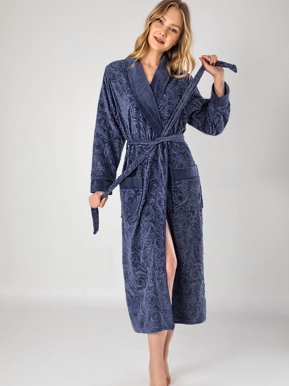 BAMBUKINIS MOTERIŠKAS CHALATAS "SERENA BLUE" - 2XL