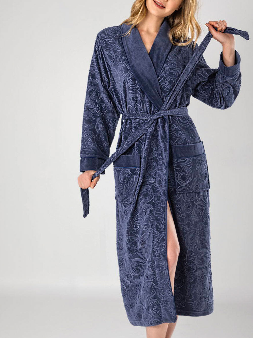 BAMBUKINIS MOTERIŠKAS CHALATAS "SERENA BLUE" - 2XL