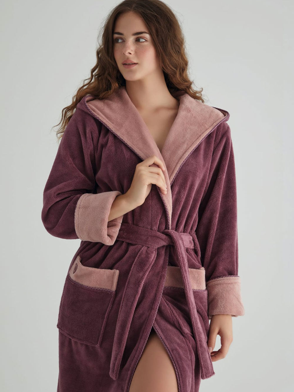 BAMBUKINIS MOTERIŠKAS CHALATAS "TERRA MAUVE" - L/XL