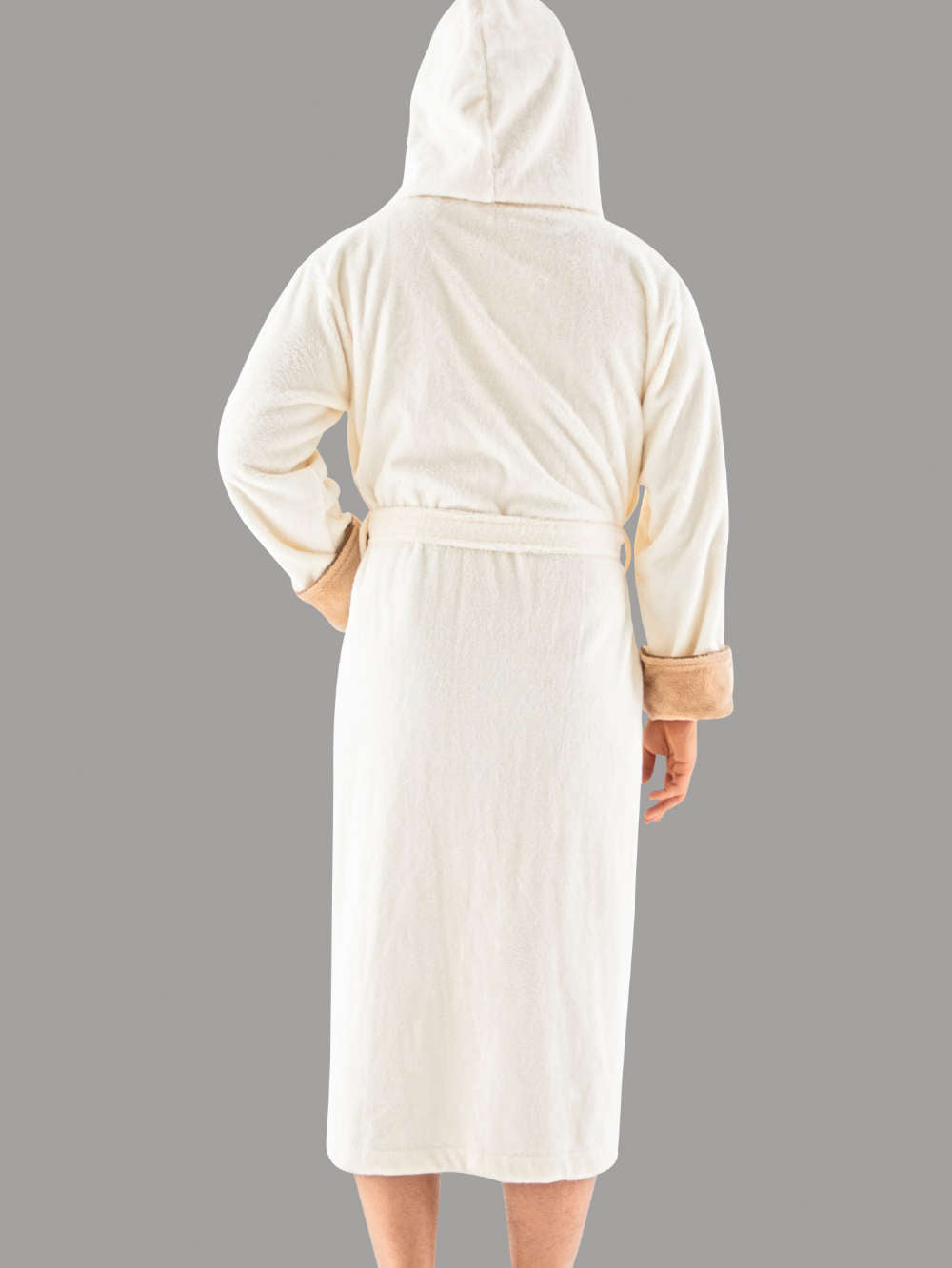 (UNISEX) VYRIŠKAS BAMBUKINIS CHALATAS "MILAN CREAM" SU GOBTUVU - M-3XL