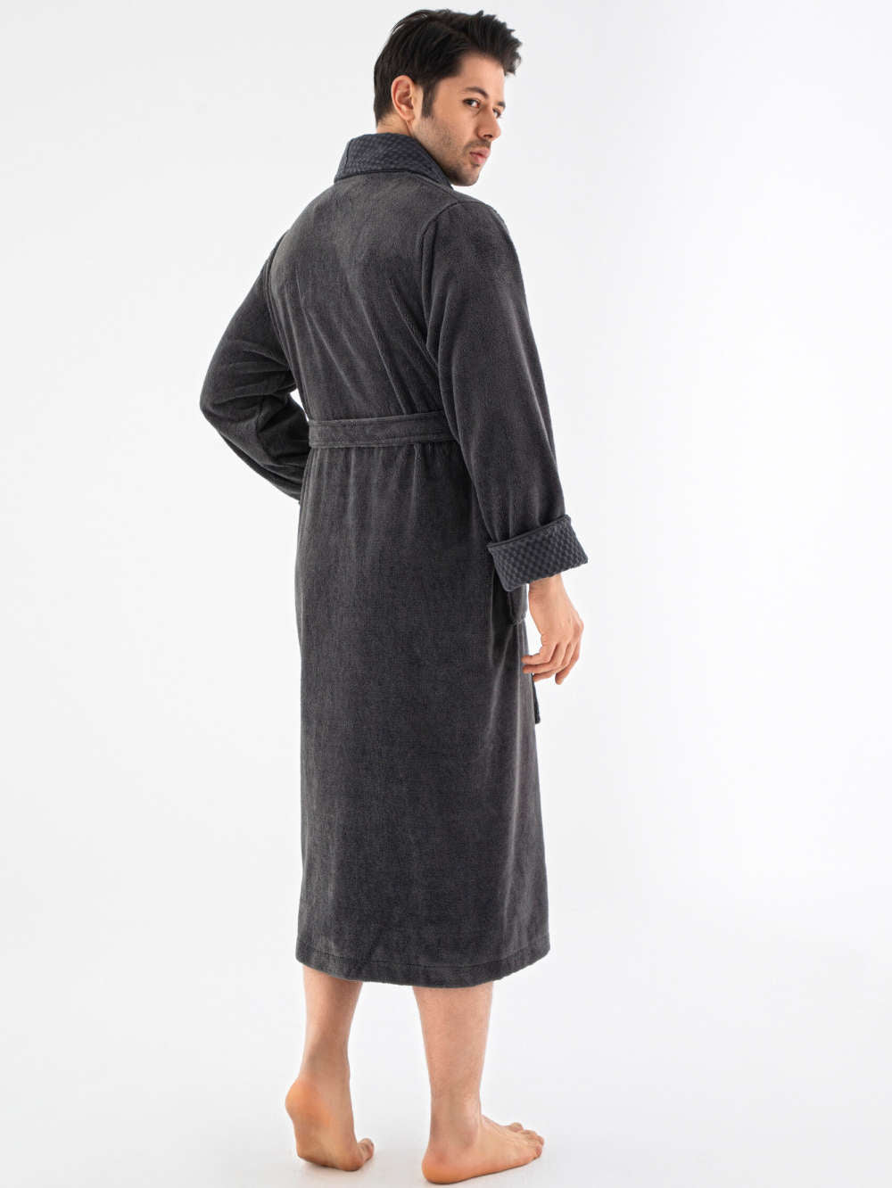 (UNISEX) VYRIŠKAS MEDVILNINIS CHALATAS "NOAH GREY" - LXL-2XL