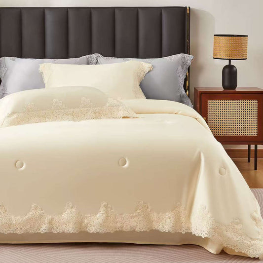 DVIGULIS Premium Tencelio Tinginio Patalynės™ komplektas su šilko užpildu - Elegancija Gelsva