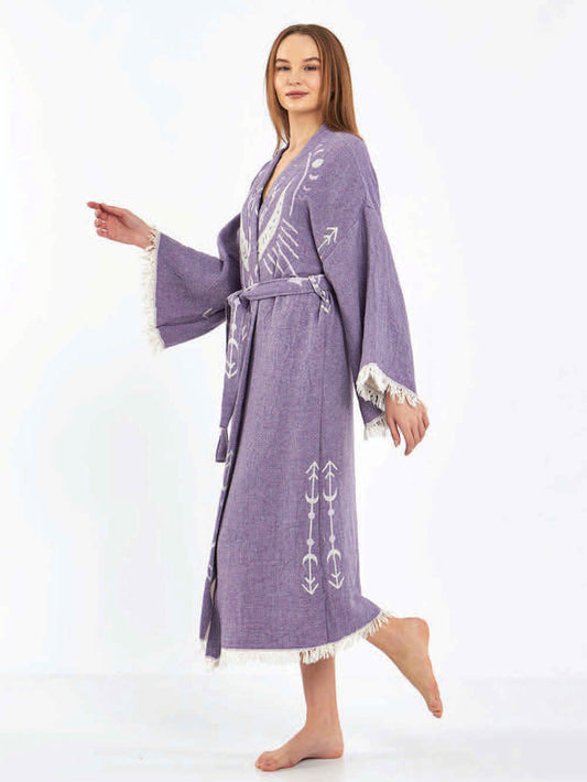 RANKŲ DARBO KIMONO-CHALATAS MOTERIMS "SRI LANKA PURPLE" (VIENAS DYDIS S-XL)