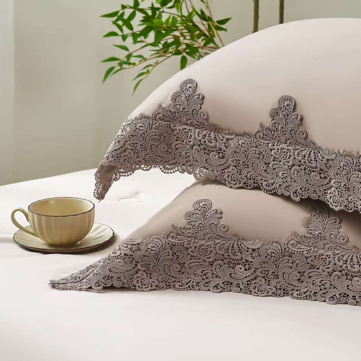 DVIGULIS Premium Tencelio Tinginio Patalynės™ komplektas su šilko užpildu - Elegancija Kapučino