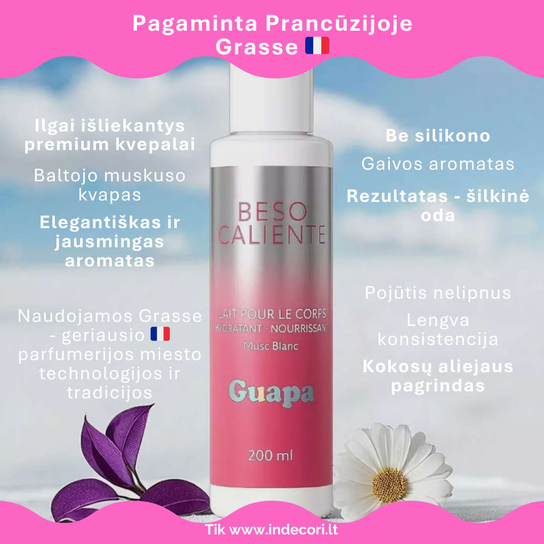 Giliai drėkinantis ir švelninantis kūno losjonas Baltojo muskuso kvapo 200 ml | Pagaminta Prancūzijoje
