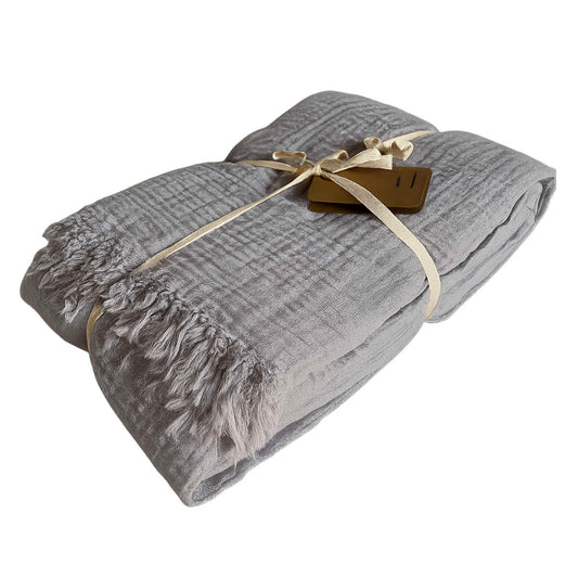 Muslino pledas iš 100% turkiškos medvilnės, 200x210 cm – Pilka Rusva