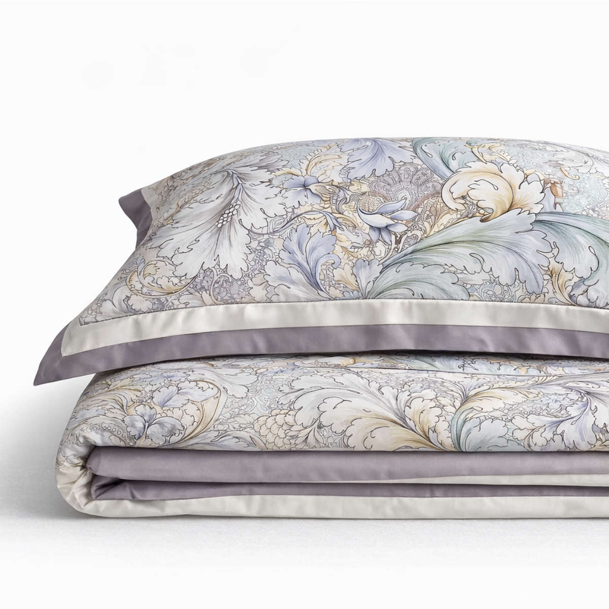 Dvigulis Dvipusis Neįvelkamas Premium Tencelio Tinginio Patalynės Komplektas su šilko užpildu - Purple Baroque