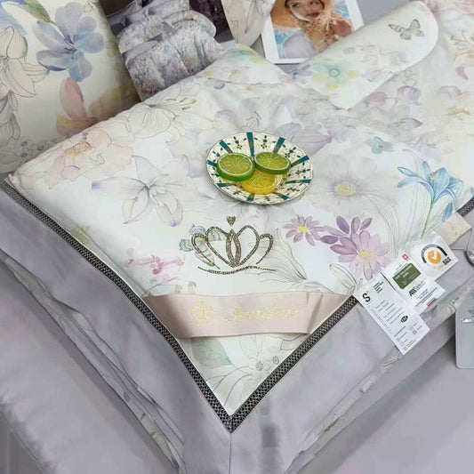 Šeimyninė Tencelio patalynė su 2 integruotomis šilko antklodėmis