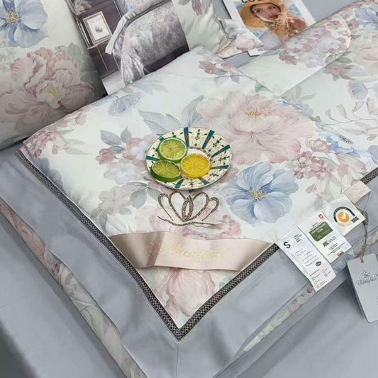 Tencelio Tinginio Patalynė™ - ŠEIMYNINĖ patalynė su 2 antklodėmis "Saulėlydžio žiedai"