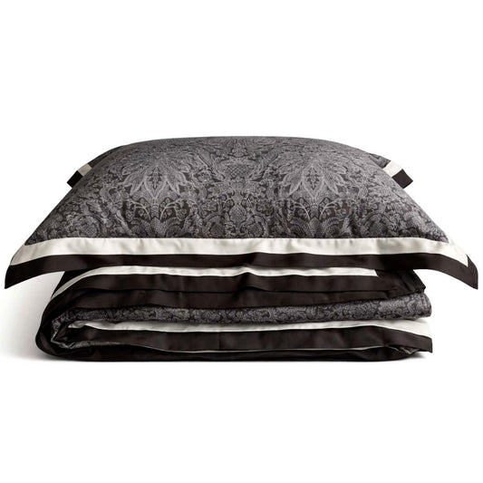 Dvigulis Dvipusis Neįvelkamas Premium Tencelio Tinginio Patalynės Komplektas su šilko užpildu - Grey Elegance