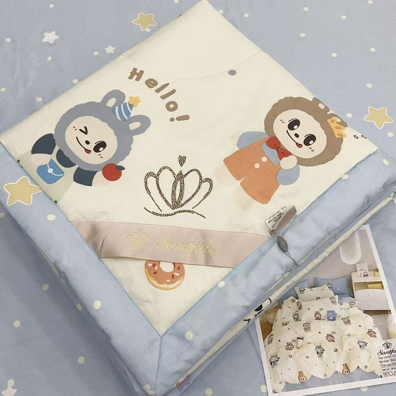 Neįvelkama Tinginio patalynė vaikams su natūraliu šilku, pastelinės spalvos