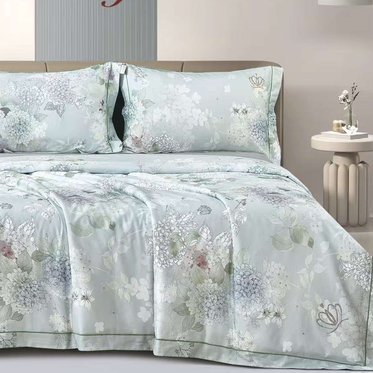 Viengulė Egipto medvilnės Tinginio Patalynė su integruota šilko antklode