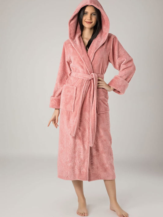 BAMBUKINIS CHALATAS SU GOBTUVU "JUNGLE PEACH" - L/XL