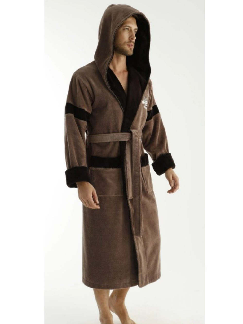 (UNISEX) VYRIŠKAS BAMBUKINIS CHALATAS "CHOCO" SU GOBTUVU - L/XL - 3XL
